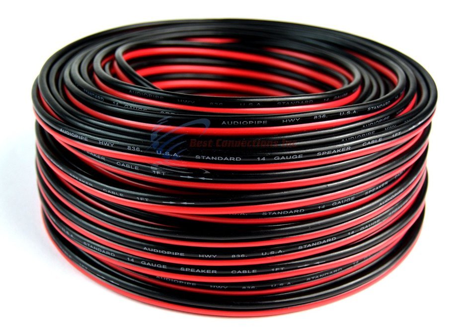 100' Feet 14 Gauge Red Black Stranded 2 Conductor Speaker Wire Car Home Audio Ga