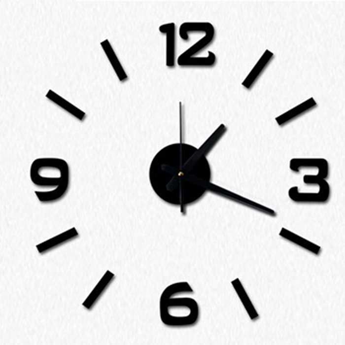 MuLuo Four colors DIY Numbers Wall Clock Acrylic Mirror Wall Stickers Watches Home Decor Clock light purple N7