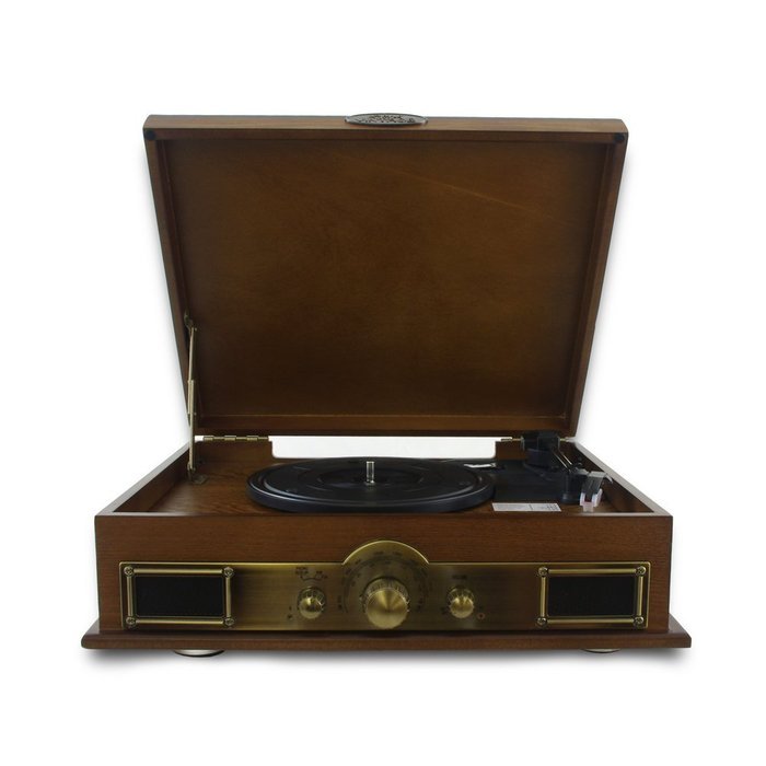 Pyle PTT30WD Bluetooth Vintage Classic Style Turntable Wireless Music Streaming, AM/FM Radio, USB Record Ability... N5