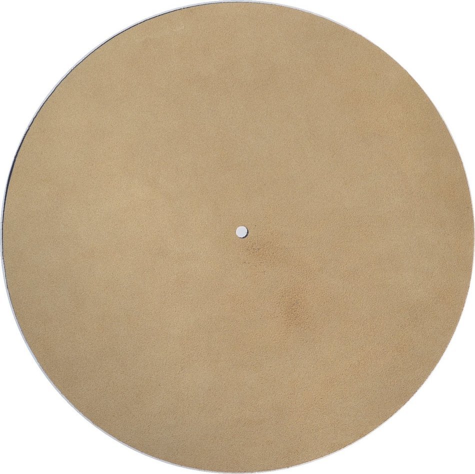 Genuine Leather Turntable Platter Mat - Tan Suede N2
