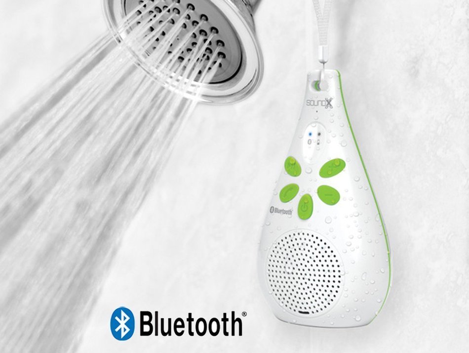 Bluetooth Shower Speaker SoundX SMI438BTX Wet Slim Bluetooth Waterproof Shower Speaker + Built-in Microphone +...