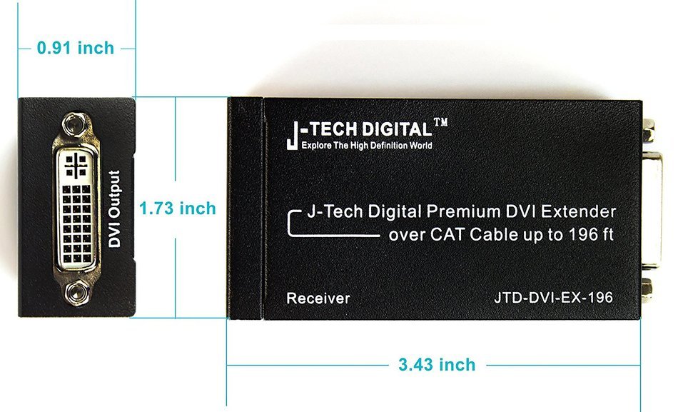 J-Tech Digital(Receiver Only) Hdmi Extender Over Tcp/ip Ethernet/over Single Cat5e/cat6 Cable 1080p with IR Remote... N35