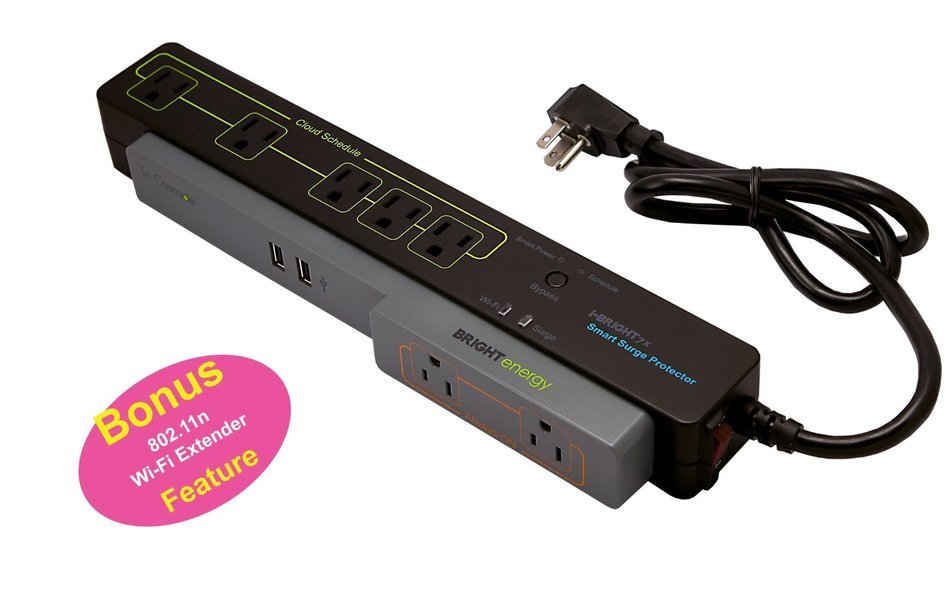 Wi-Fi-enabled i-BRIGHT7x 4ft Smart Surge Protector, remotely control power from anywhere with the BRIGHTenergy... N5