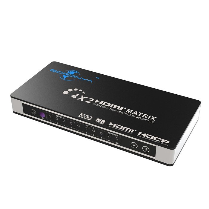 Goronya HDMI Matrix Splitter/HDMI Switch | 4 in 2 out with Optical & L/R Audio Output | HDMI Selector/Converter... N4
