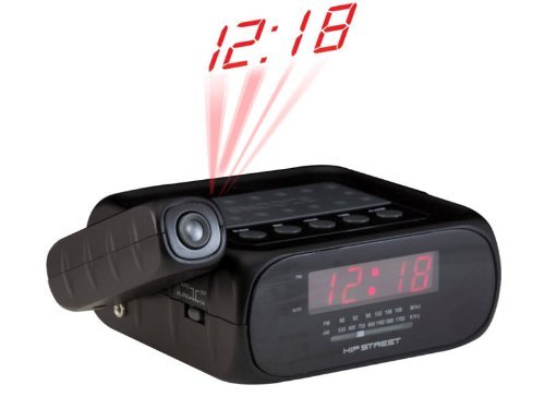 Hip Street HS-CRP329 Projection Clock Radio with Aux-In (Black) (Discontinued by Manufacturer)