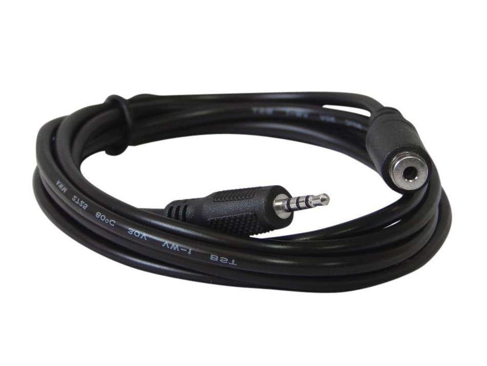 YCS Basics 12 foot 2.5mm male to female 4 conductor headphone / aux cable N4