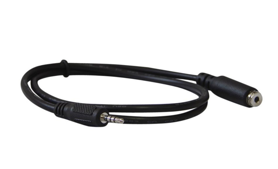 YCS Basics 12 foot 2.5mm male to female 4 conductor headphone / aux cable N6