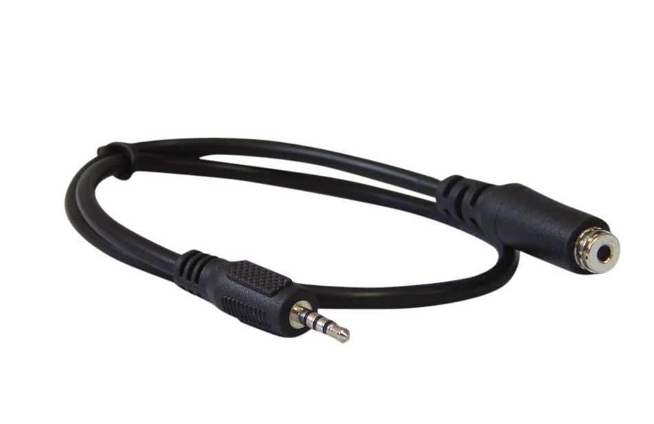 YCS Basics 12 foot 2.5mm male to female 4 conductor headphone / aux cable N7