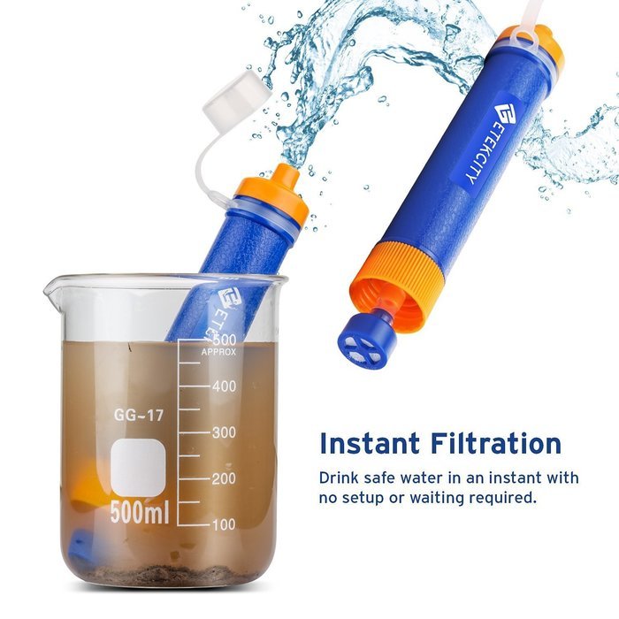 Etekcity 2Pack Portable 1500L Emergency Camping Water Filter, 3-stage filtration , 0.01 Micron, Survival Kit Supplies N7