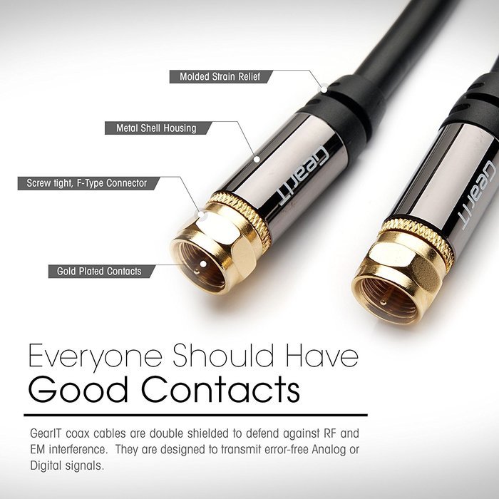 GearIt Digital Audio/Video (25 Feet/7.5 Meters)UL CL2 RG-6 F Type Gold Plated Coaxial Cable Connectors, White N11