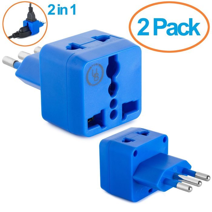 Yubi Power 2 in 1 Universal Travel Adapter with 2 Universal Outlets - Built in Surge Protector - 3 Pack - Black... N91