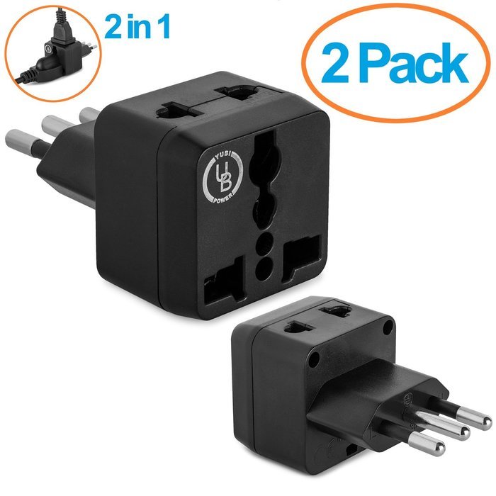 Yubi Power 2 in 1 Universal Travel Adapter with 2 Universal Outlets - Built in Surge Protector - 3 Pack - Black... N92