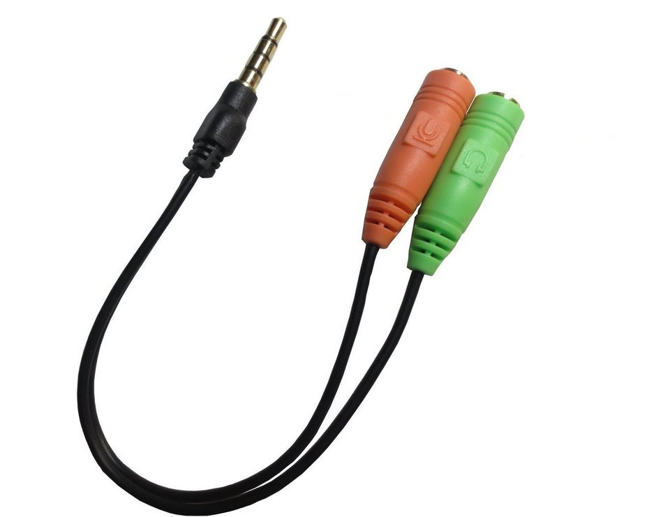 Smays 3-Ring 3.5mm to Microphone and Earphone Jack Audio Adapter Cable (7-Inches = 18 Centimeters)