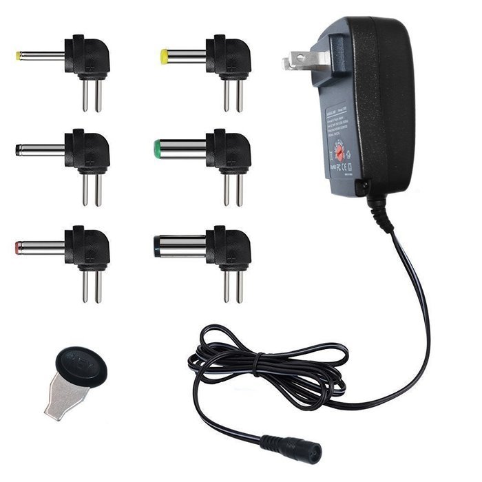 IKOCO 30W Universal AC/DC Adapter Switching Power Supply with Six Adaptor Plugs for 3V to 12V Electronics N6