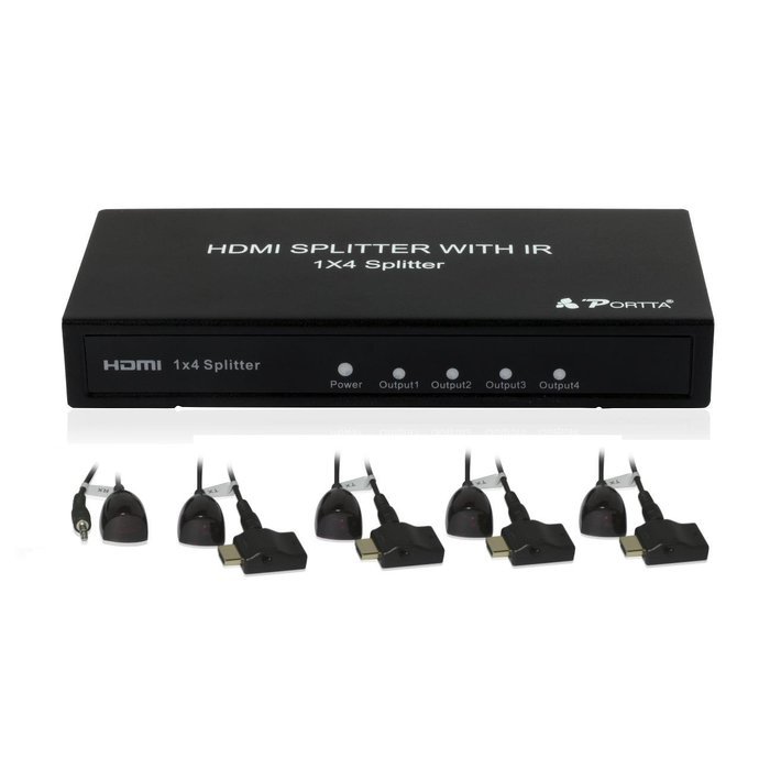 Portta PET0104 HDMI Splitter 4 Port 1x4 v1.3 support Full HD 3D 1080p Deep Color HD Audio Real HDMI N11
