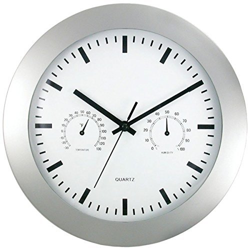 New TIMEKEEPER 6989 12" Round Wall Clock & Weather Station