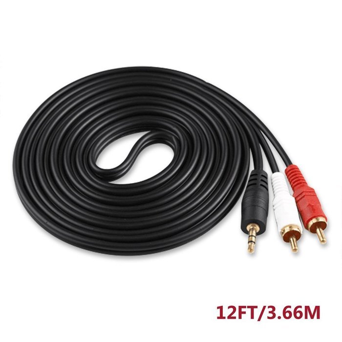 LOHASIC (12 FT) 3.5mm to 2RCA Stereo Audio Cable Y Splitter Cable Male to Male Gold Plated