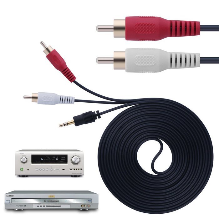 LOHASIC (12 FT) 3.5mm to 2RCA Stereo Audio Cable Y Splitter Cable Male to Male Gold Plated N2