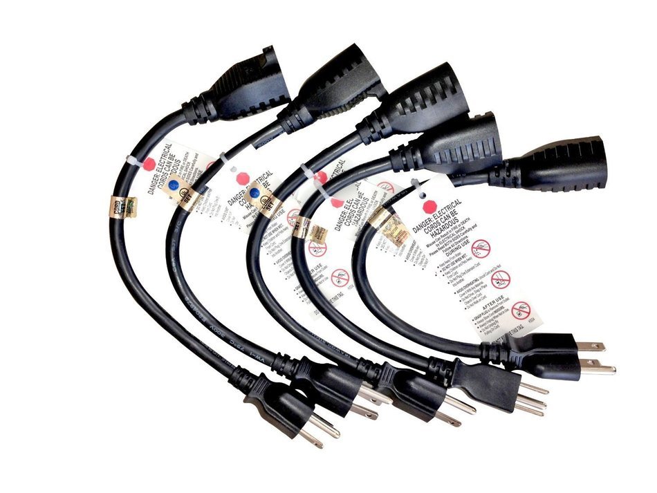 C&E CNE46058 1-Foot Extension Power Cable, 5-Pack