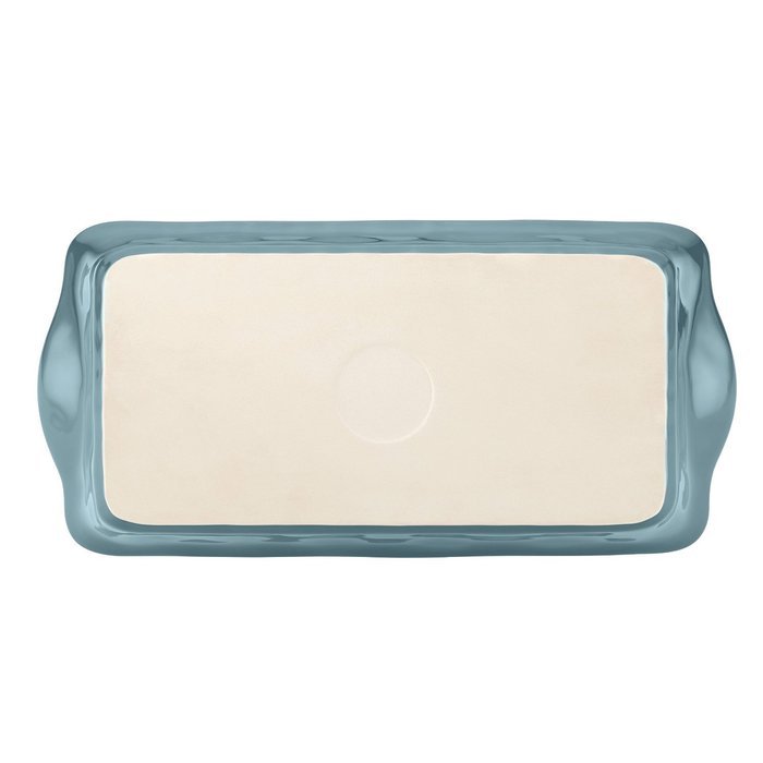 Premium Rachael Ray Cucina Stoneware Rectangle Blue Loaf Pan and a Multi Purpose Scraper N2
