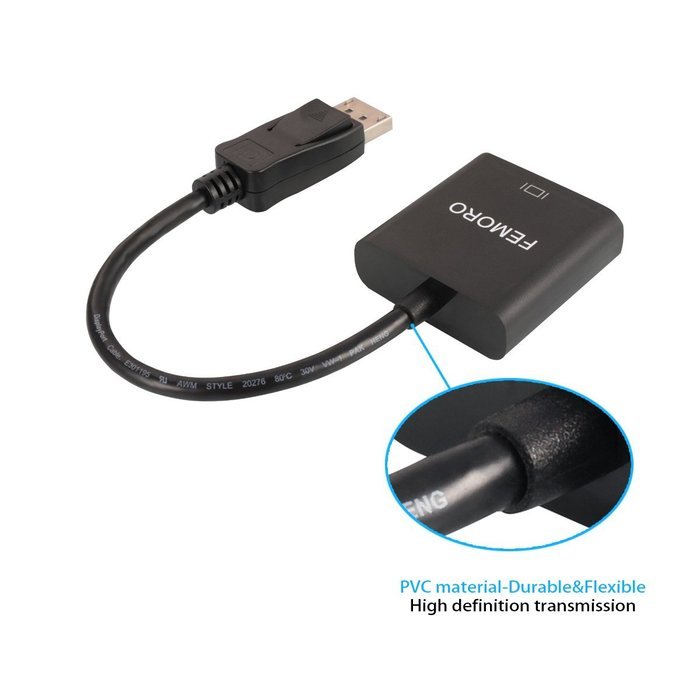 Display to HDMI Adapter Converter, FEMORO DP Displayport to HDMI Adapter Splitter Male to Female Audio Video Link... N7