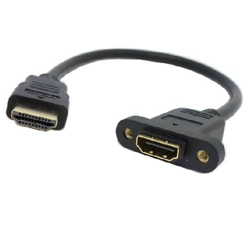 AFUNTA HDMI A 1.4 19pin Male to HDMI A Type Female Extension Cable with Screw Hole 30cm Can Lock Panel Mount Cable N2