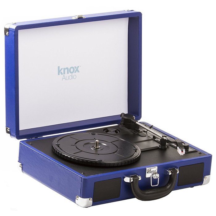 Knox Portable Bluetooth USB Turntable with Built-in Speakers (Blue) N2