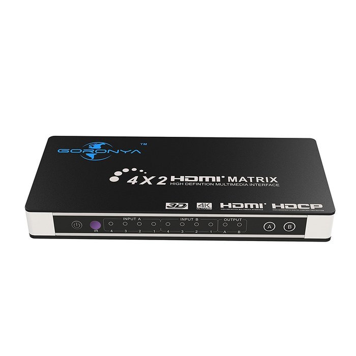 Goronya HDMI Matrix Splitter/HDMI Switch | 4 in 2 out with Optical & L/R Audio Output | HDMI Selector/Converter... N5