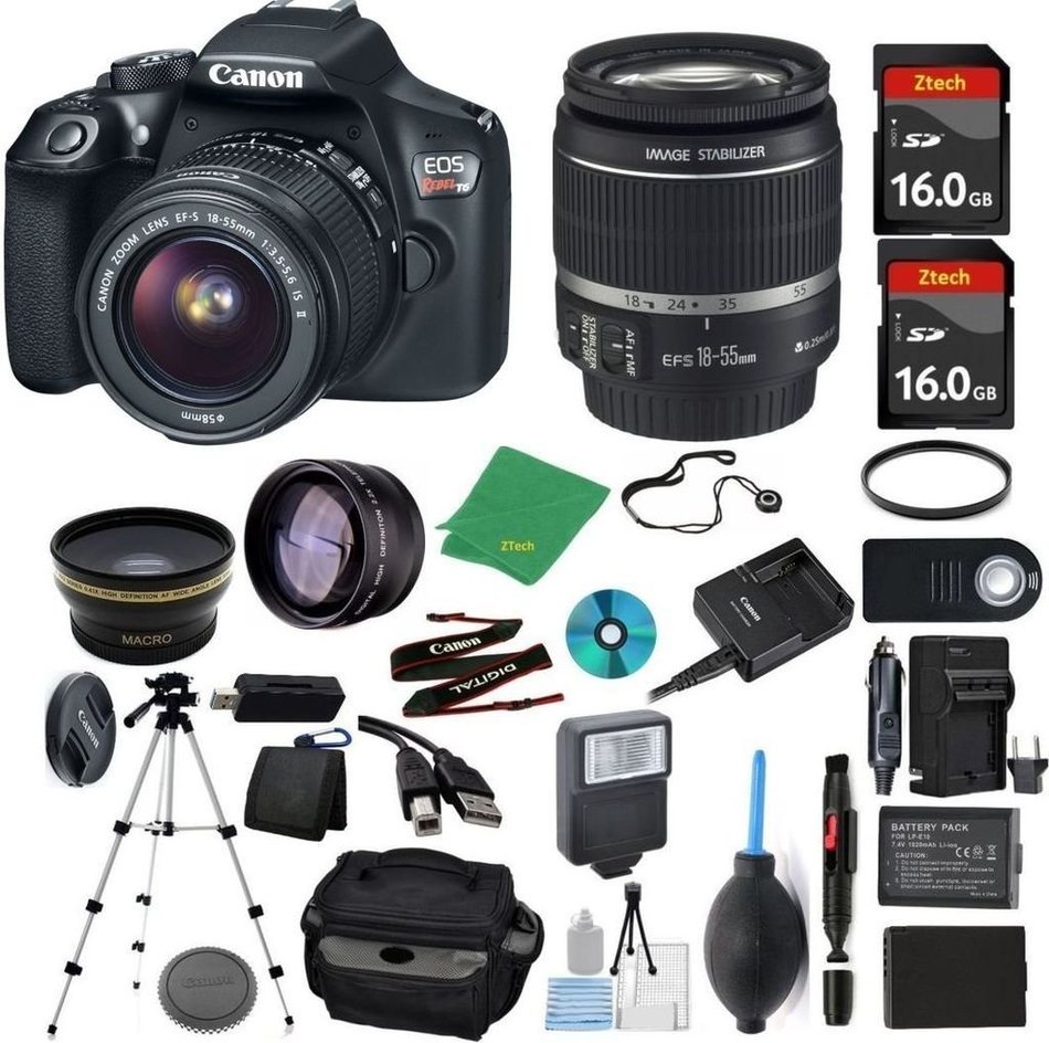 Canon Rebel T6 Camera + 18-55mm IS + 2pcs ZeeTech 16GB Memory + Case + Reader + Tripod + Starter Set + Wide Angle...