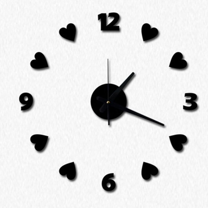 MuLuo Love Hearts Number Wall Clock DIY Acrylic Wall Stickers Watches Home Decor Clock red N5