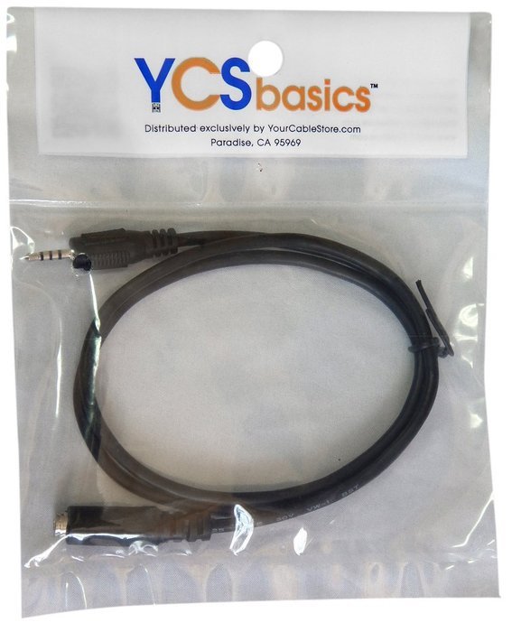 YCS Basics 12 foot 2.5mm male to female 4 conductor headphone / aux cable N9