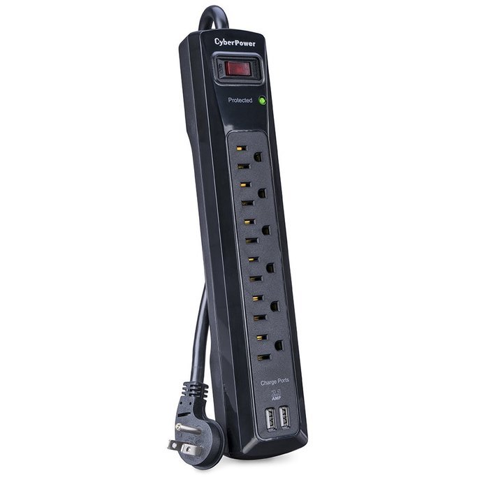 CyberPower CSP604U Surge Protector 6-AC Outlets with 2 USB Charging Ports (2.1A) 4-Ft Cord N4