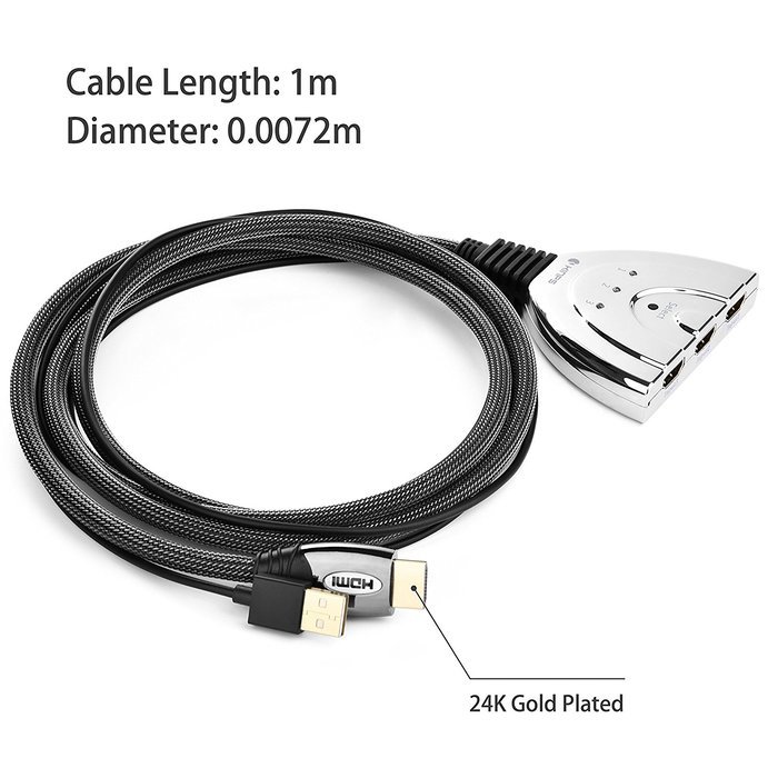 HDMI Switcher, Kinps&reg; 3 Port HDMI Switch for Switching Multiple Input Sources, High Speed Supports High Resolution... N5
