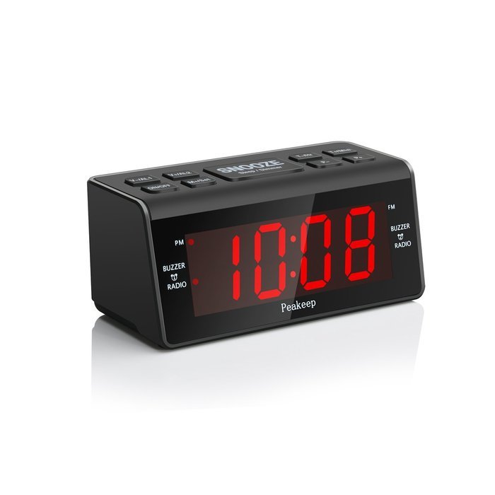 [Upgraded] Peakeep Little Digital FM Radio Dual Alarm Clock with Snooze and Sleep Timer, Large Display with 2... N4