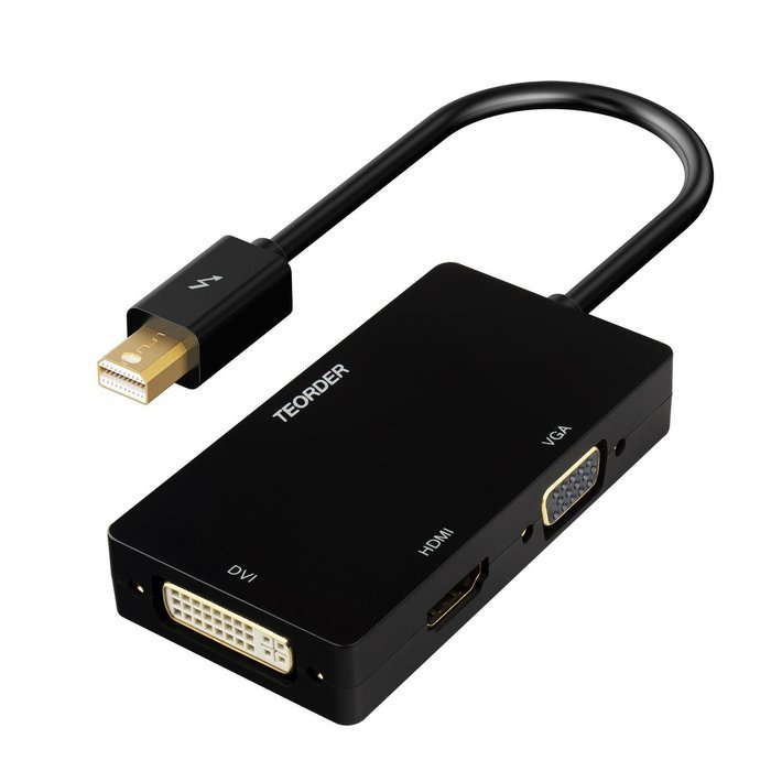 Teorder Thunderbolt Mini Display Port DP to HDMI DVI VGA Adapter Audio Video Full HD 1080p HDTV Adaptor for Mac... N3