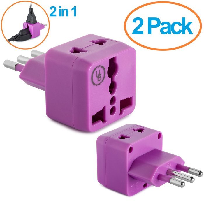 Yubi Power 2 in 1 Universal Travel Adapter with 2 Universal Outlets - Built in Surge Protector - 3 Pack - Black... N94