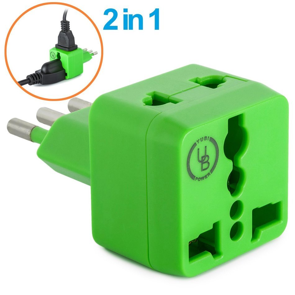 Yubi Power 2 in 1 Universal Travel Adapter with 2 Universal Outlets - Built in Surge Protector - 3 Pack - Black... N95