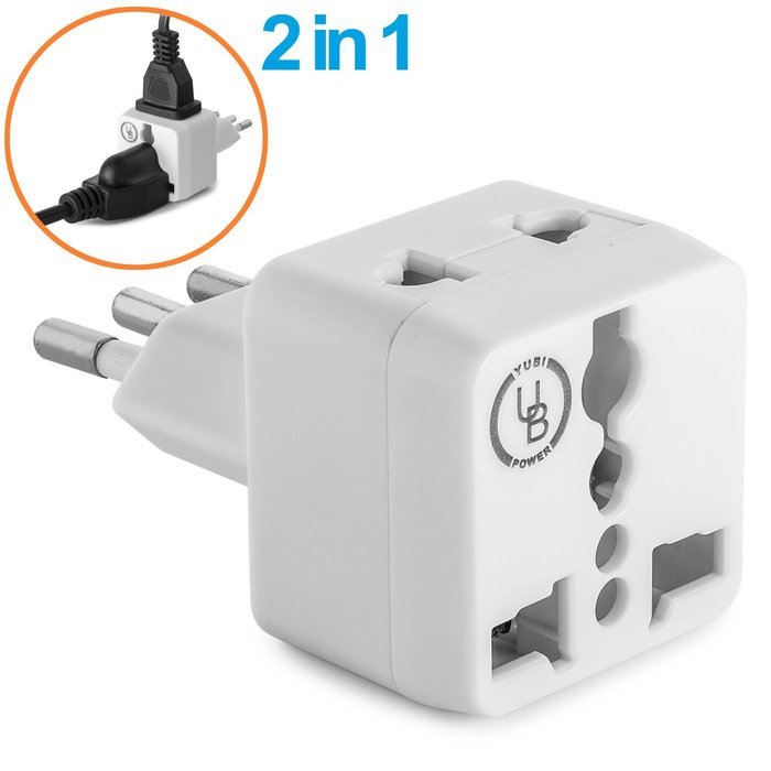 Yubi Power 2 in 1 Universal Travel Adapter with 2 Universal Outlets - Built in Surge Protector - 3 Pack - Black... N98