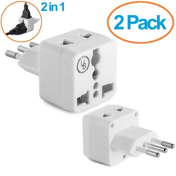 Yubi Power 2 in 1 Universal Travel Adapter with 2 Universal Outlets - Built in Surge Protector - 3 Pack - Black... N102