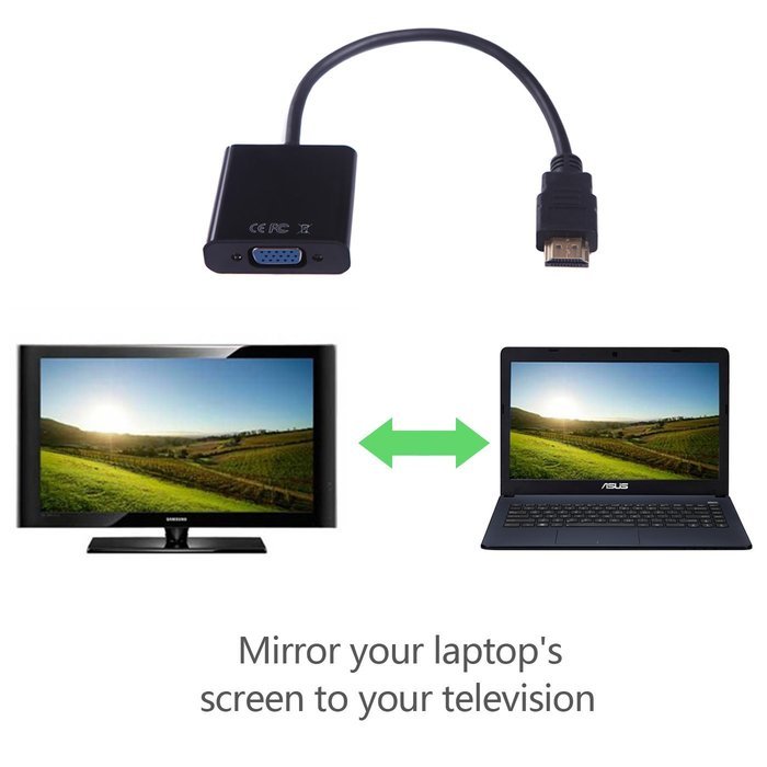 HDE 1080p HDMI to VGA HDTV Gold Plated Active Adapter Video Converter with 3.5mm Audio Cable and Micro USB Port... N2