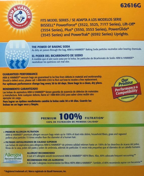 ARM & HAMMER Bissell 7 Premium Bag (1 Pack of 3 Bags) N2