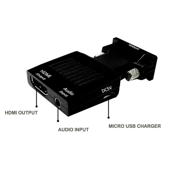 ZAMO VGA to HDMI Converter Adapter for TV, Computer, Projector, with Audio Cable and USB Cable, HD Connector Converter... N9