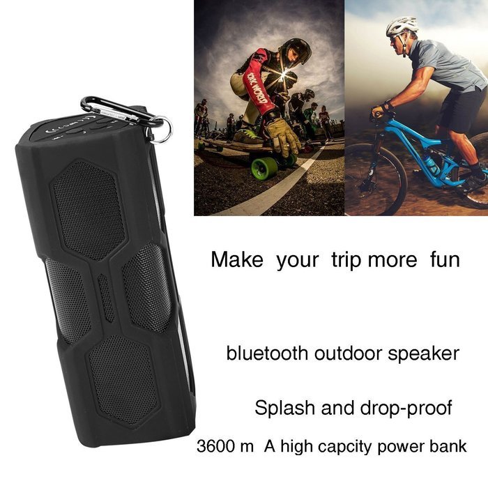 EchoAcc&reg; Outdoor Bluetooth Speaker 3600mAh Portable Power Bank, Bluetooth 4.0 with NFC, 2x3W Stereo Bass Sound... N3