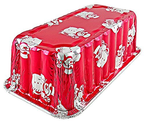 Handi-Foil 2 lb. Red Holiday Christmas Snowman Aluminum Foil Loaf / Bread Baking Pan w/Clear Dome Lid (25) N8