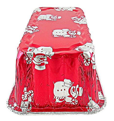 Handi-Foil 2 lb. Red Holiday Christmas Snowman Aluminum Foil Loaf / Bread Baking Pan w/Clear Dome Lid (25) N9