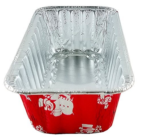 Handi-Foil 2 lb. Red Holiday Christmas Snowman Aluminum Foil Loaf / Bread Baking Pan w/Clear Dome Lid (25) N10