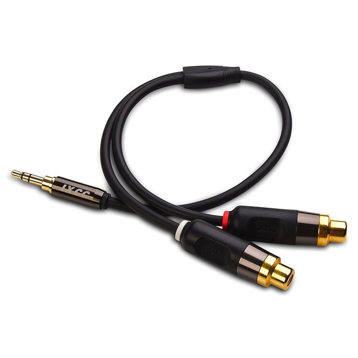 iXCC Premium Gold-Plated 3.5mm Male to 2 RCA Female Stereo Audio Y Adapter Extension Cable (1ft.) N7