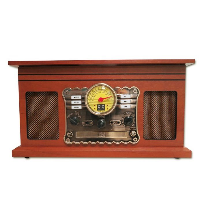 Timestorm XR-179ER Natural Wood Retro Classic Belt-Drive 3-Speed Portable Stereo Turntable N5