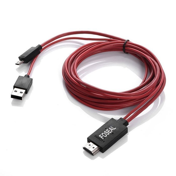 Foseal 6.5 Feet Micro USB to HDMI Cable MHL to HDMI 1080P HDTV Adapter Cable Cord for Samsung Galaxy S5, S4, S3... N9