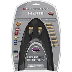 Monster Ultra HD Platinum Ultra High Speed HDMI Cable with Ethernet - 5 Feet (140801-00)